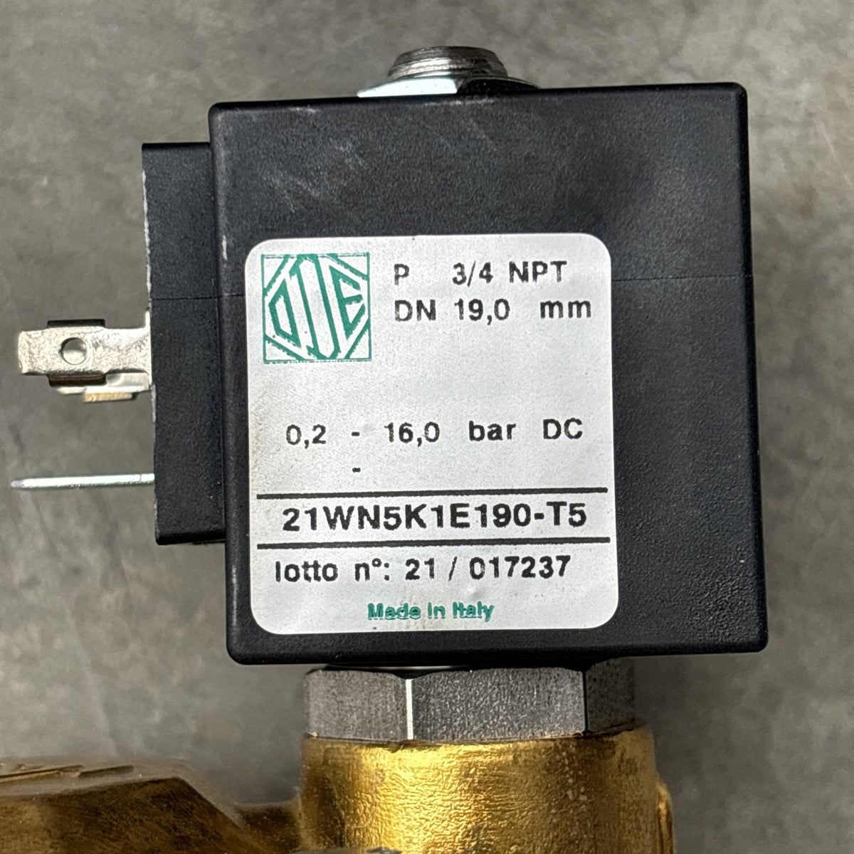 ODE 21WN5K1E190-T5 Solenoid 3/4” Brass Valve3