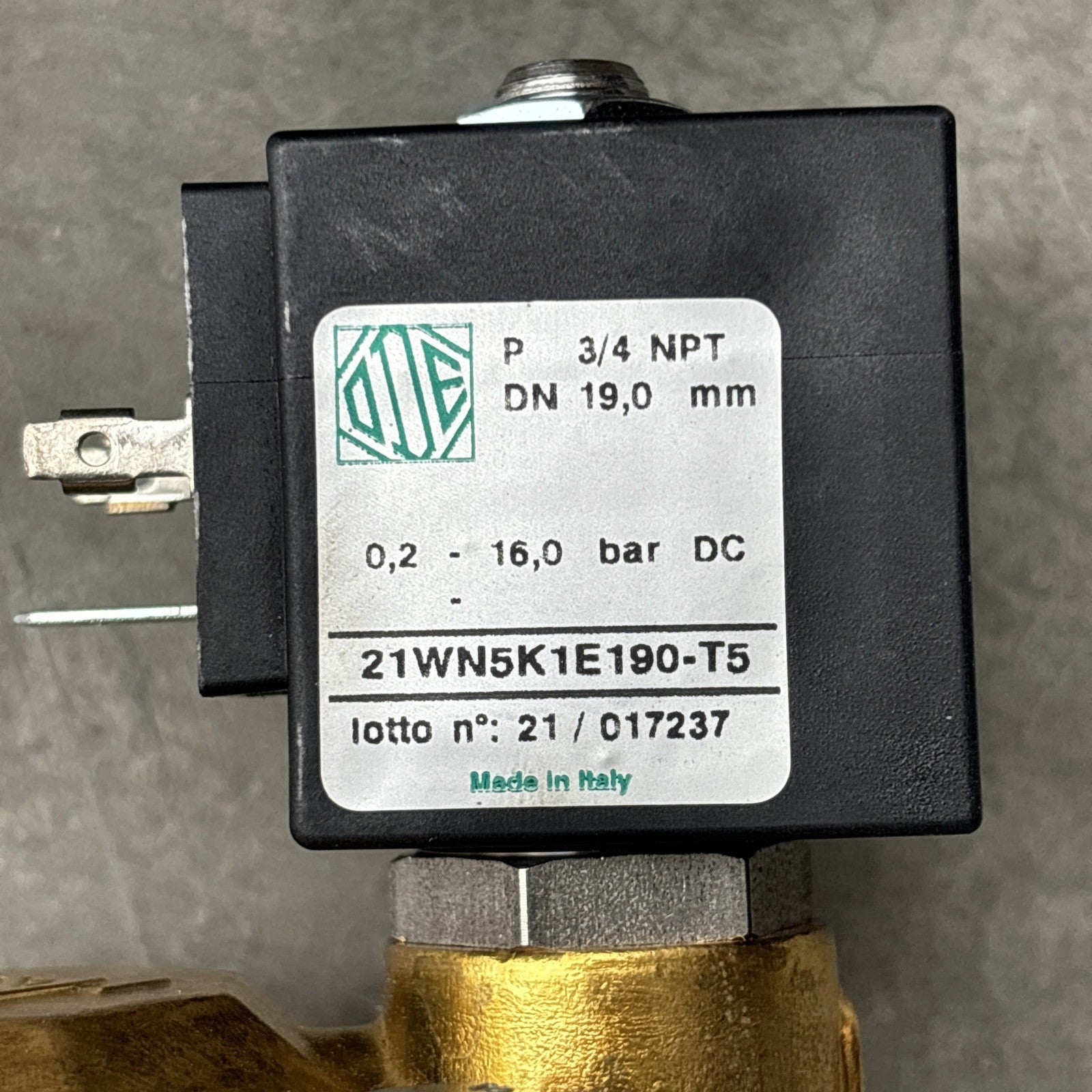 ODE 21WN5K1E190-T5 Solenoid 3/4” Brass Valve3