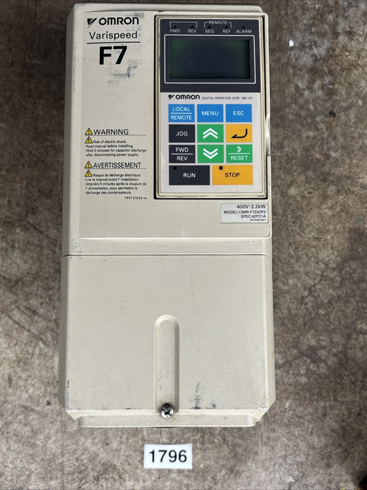 OMRON CIMR F7Z45P5 VARISPEED F7 DRIVE USED, GOOD0