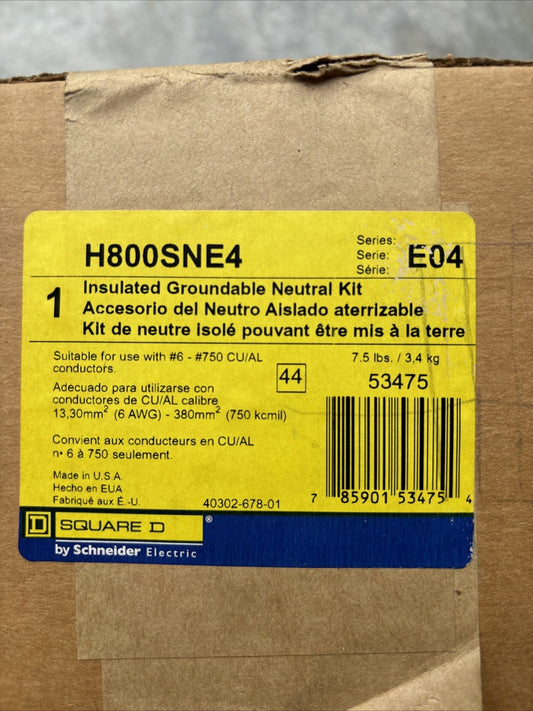 SQUARE D H800SNE4 INSULATED GROUNDABLE NEUTRAL KIT E04 SERIES New0