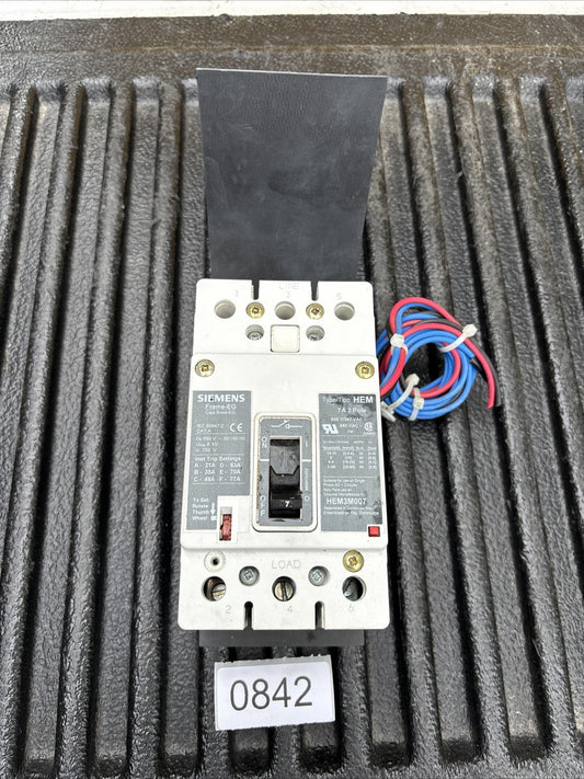 SIEMENS HEM3M007 7Amp 3P 480VAC EG FRAME C.B. Used, Tested0