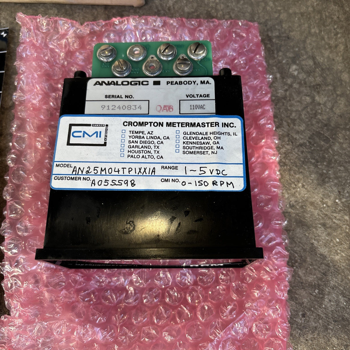 NEW Analogic Digital Panel Instrument AN25M04TPIXXIA  1 5v DC, 0 150 RPM. NEW3