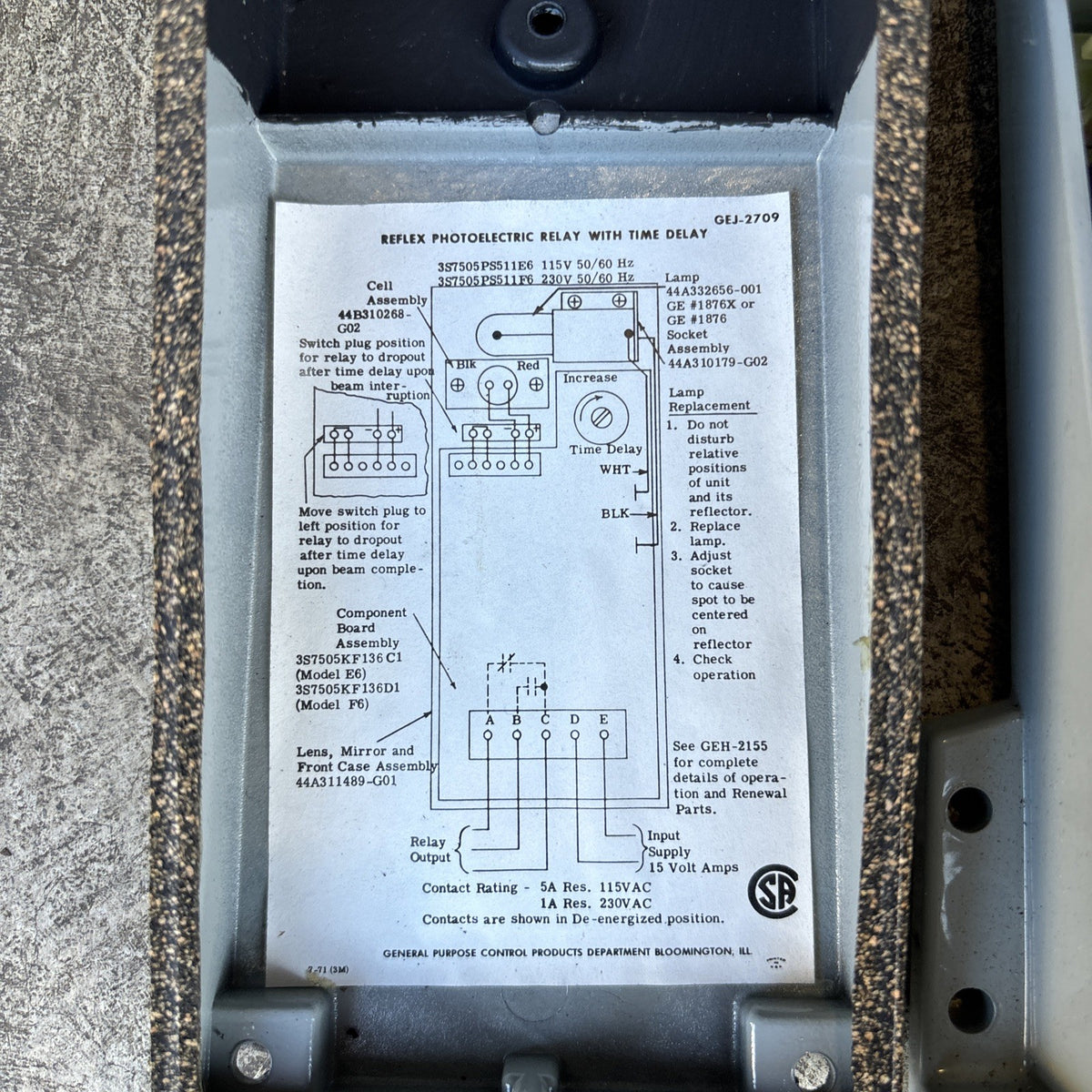 General Electric Reflex Photoelectric Relay Scanner 230v, GEJ 27092