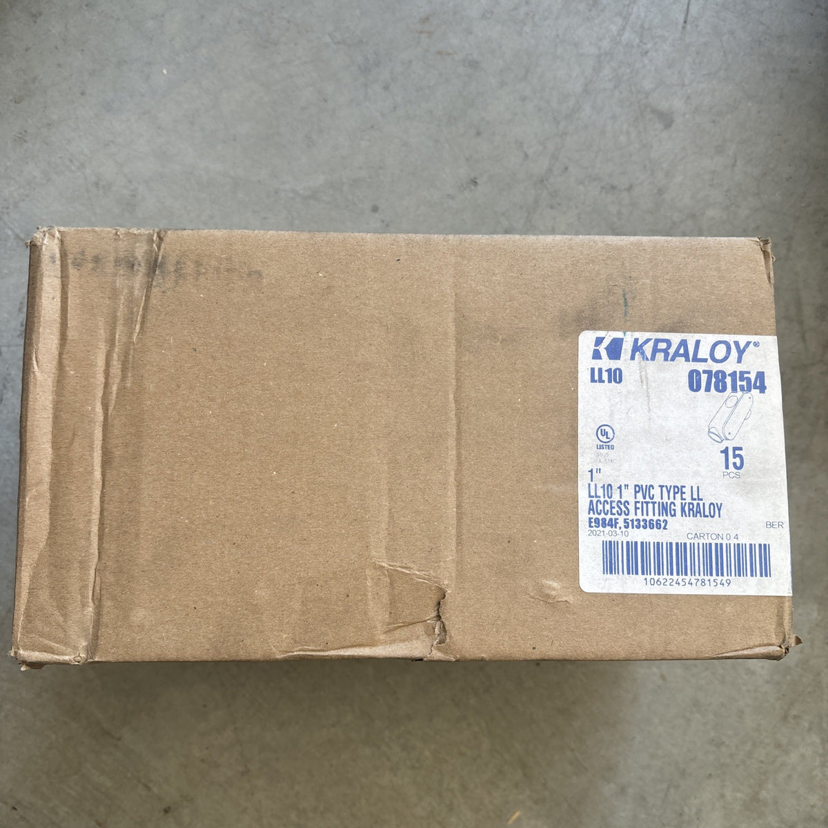 New Case Of 15 1" Kraloy LL10 Access Conduit Body PVC 90 Deg LB Style Fitting0