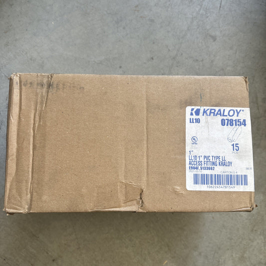New Case Of 15 1" Kraloy LL10 Access Conduit Body PVC 90 Deg LB Style Fitting0