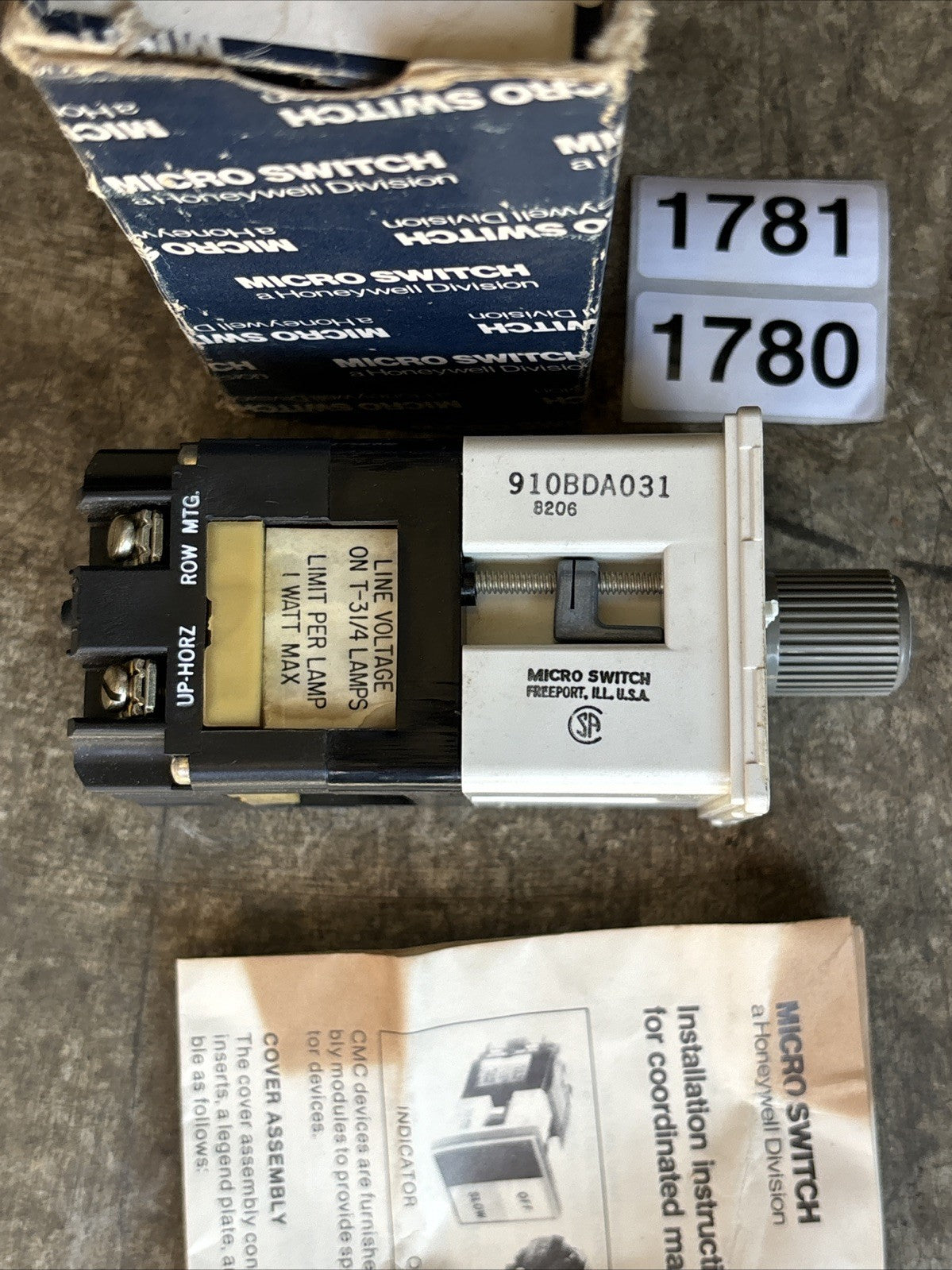 HONEYWELL MICRO SWITCH 910BDA031 / 910BDA031 NEW IN BOX1