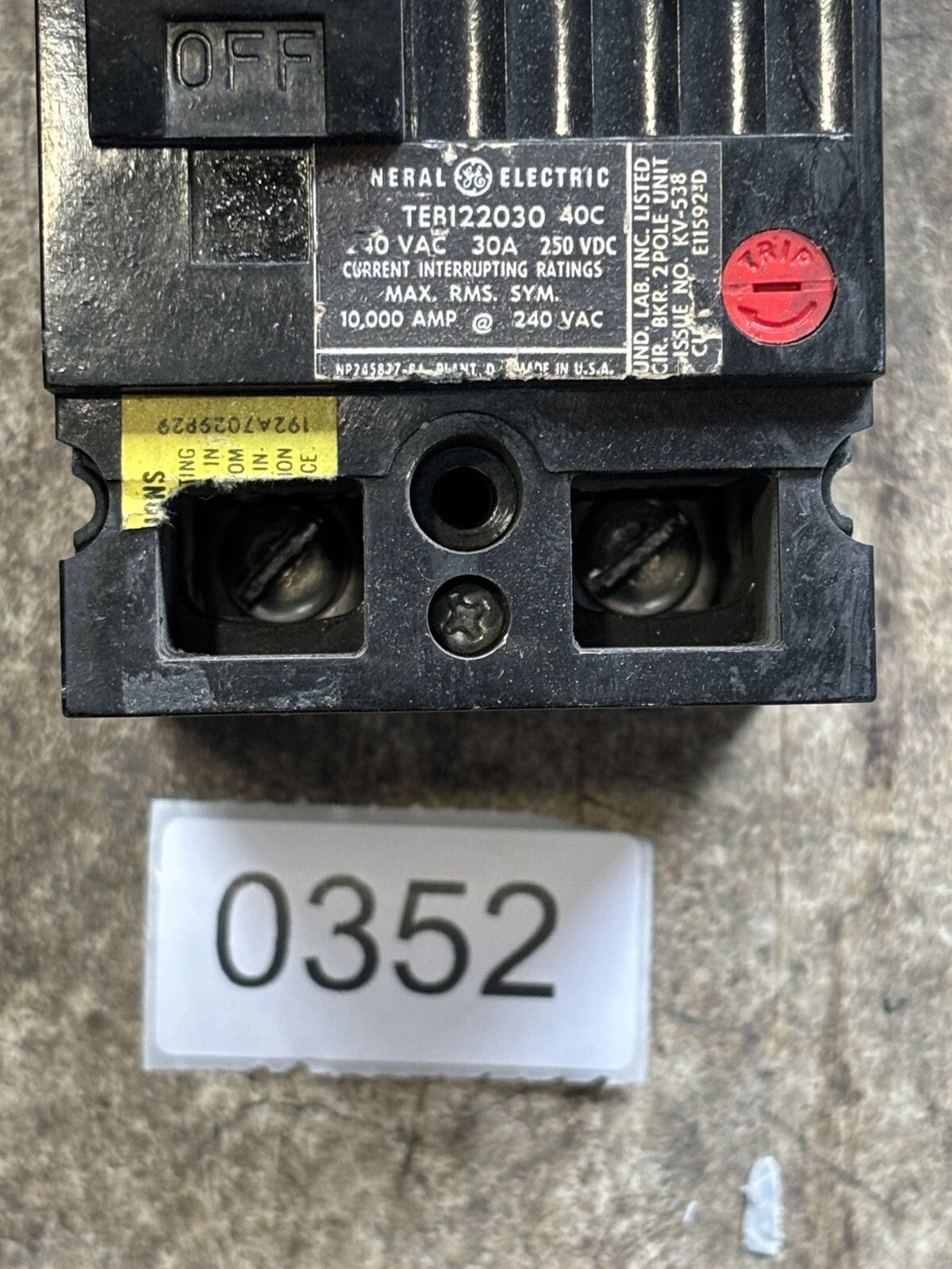 General Electric TEB122030 Circuit Breaker 30 Amp 2 Pole 240 Vac1