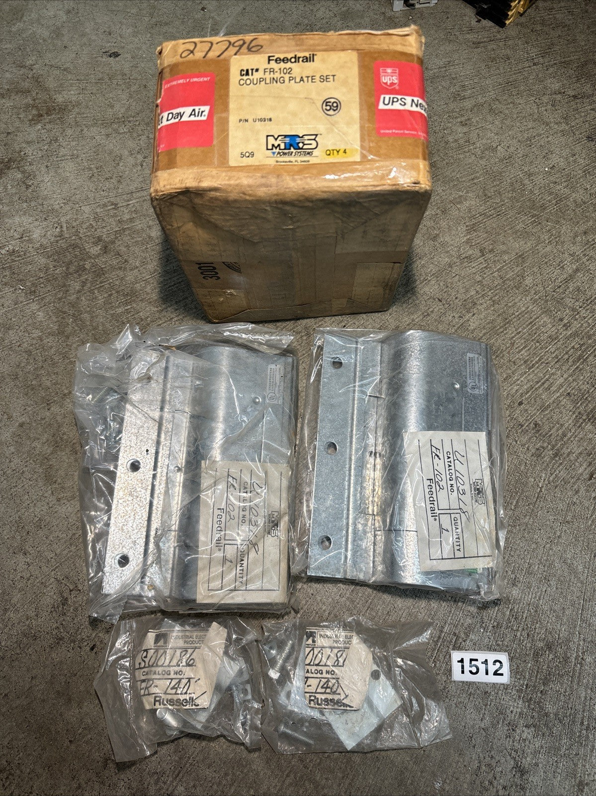 LOT OF 2 NEW FEEDRAIL FR102 COUPLING PLATE SET0