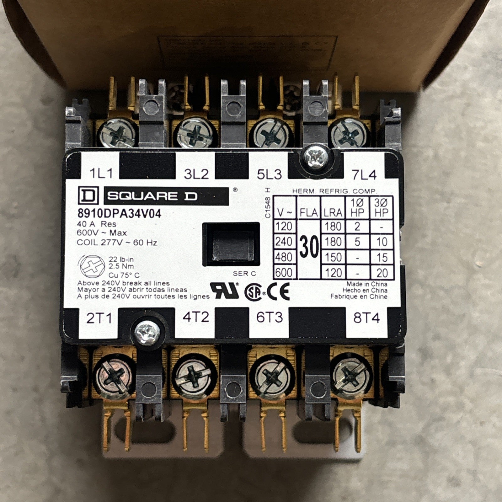 Square D 8910-DPA34 V04 Contactor - 277V 60 Hz Coil2
