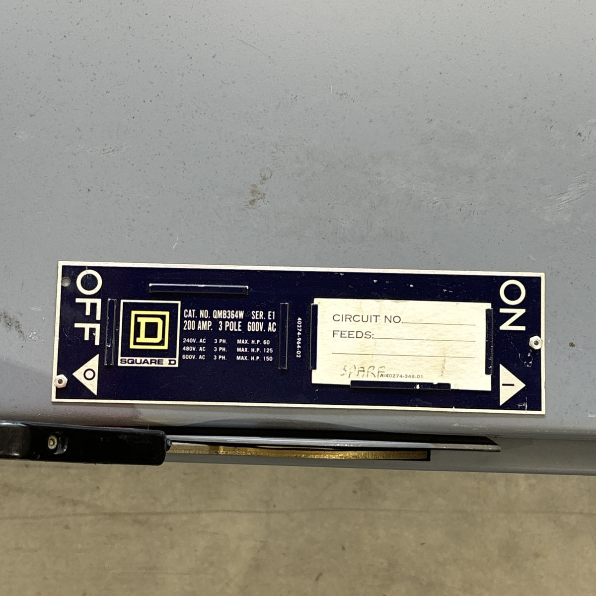 SQUARE D QMB364W FUSIBLE PANEL-BOARD LG 2PH 600V 200AMPS1