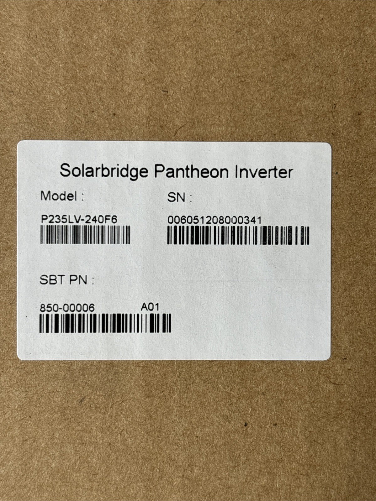 Solarbridge Pantheon Inverter model P235LV 240F60