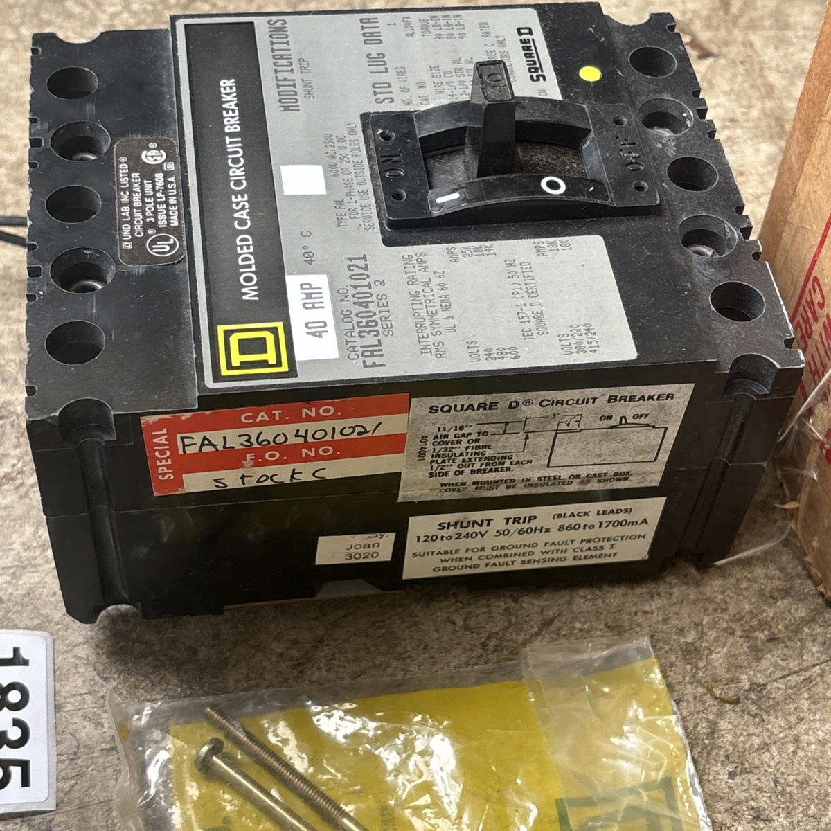 Square D FAL360401021 Interruttore circuito industriale 40 Amp 3 poli6