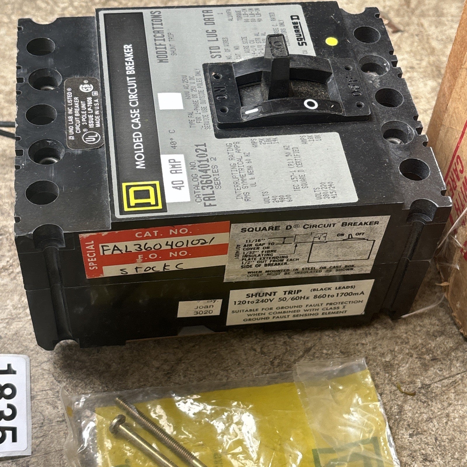Square D FAL360401021 Interruttore circuito industriale 40 Amp 3 poli6