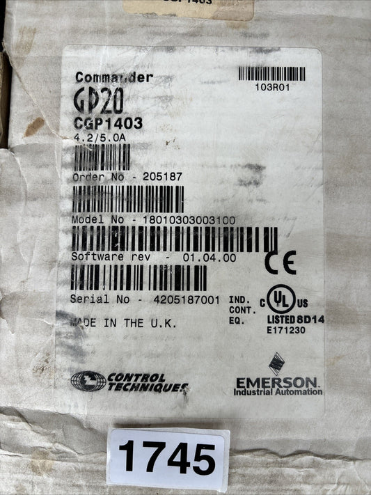 EMERSON CGP1403 SERVO AMPLIFIER NEW IN BOX0