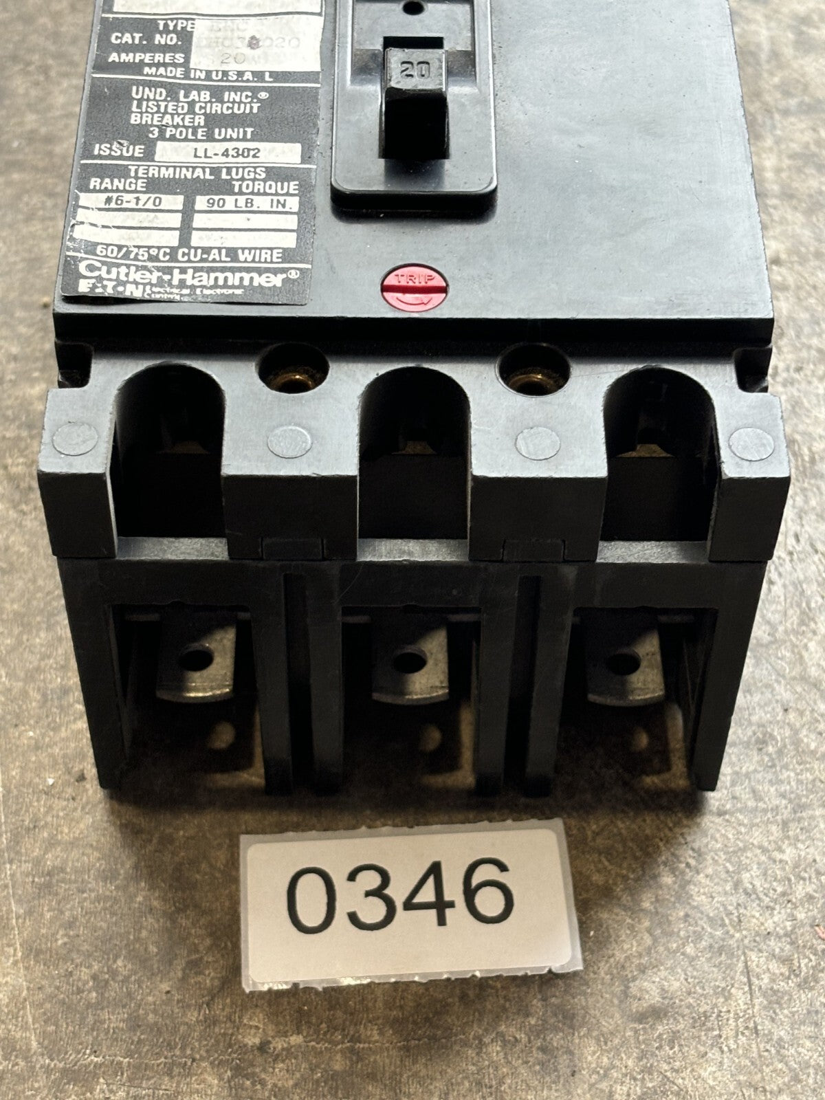 Cutler Hammer EHC3020 Circuit Breaker 20 A 3P 240/480V2