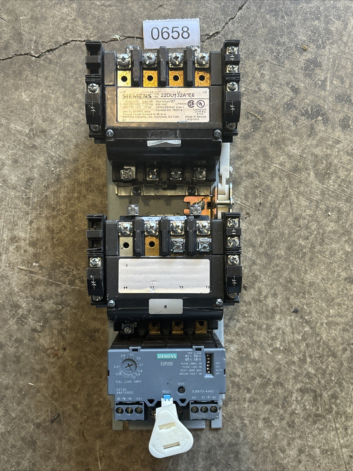 Siemens Motor Starter Size 1 Reversing 22DU+32A*E6 120 Volt Coil0