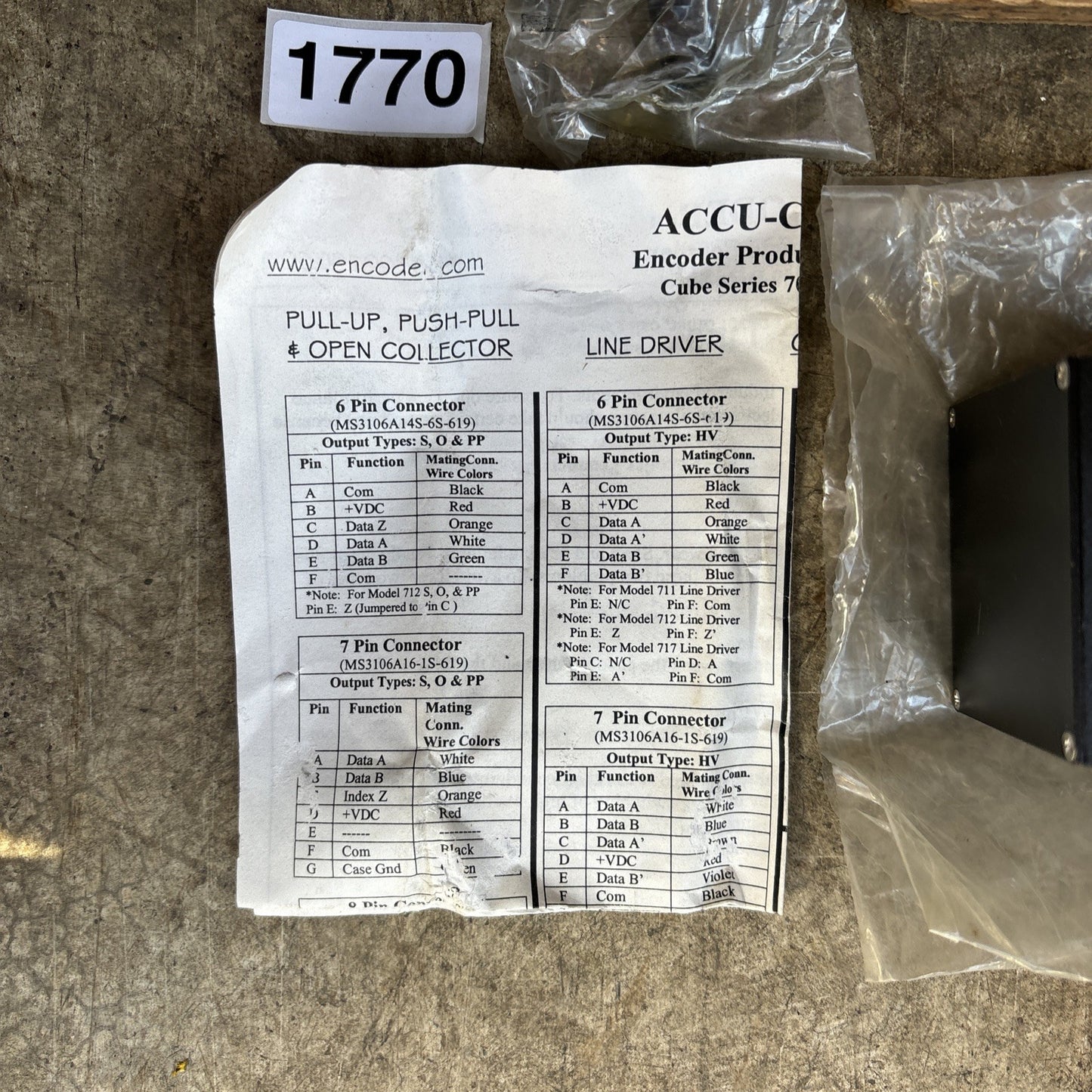 NEW ACCU CODER No box 711 S INCREMENTAL SHAFT ENCODER, 711* 5 28 VDC 6 PINS3