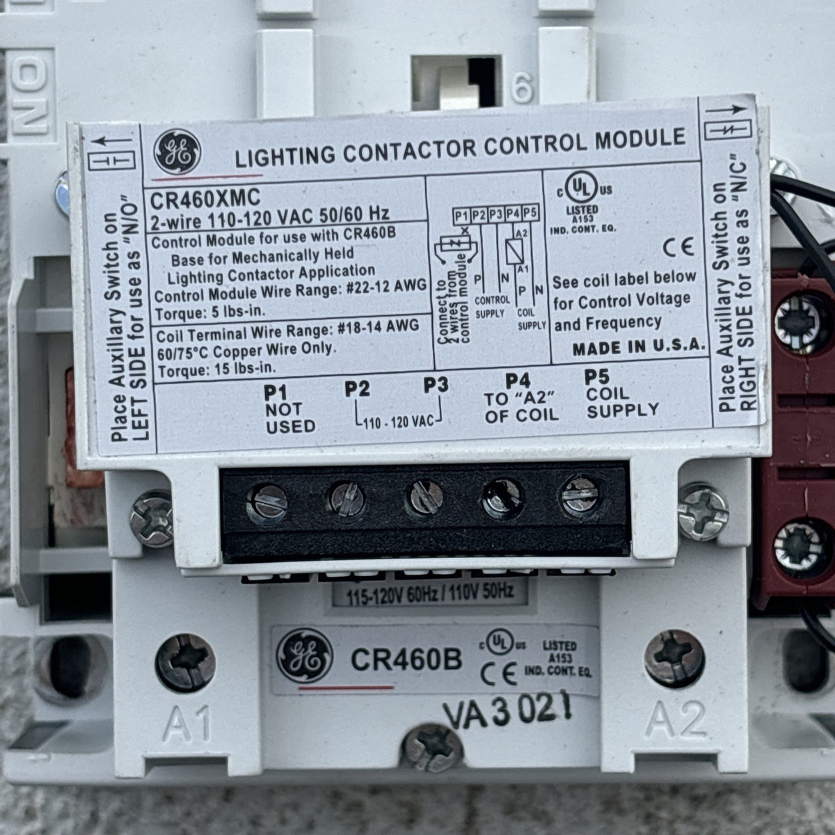 GE CR460B CR460XMC Lighting Contactor 24VAC Mechanically Held Control Module1
