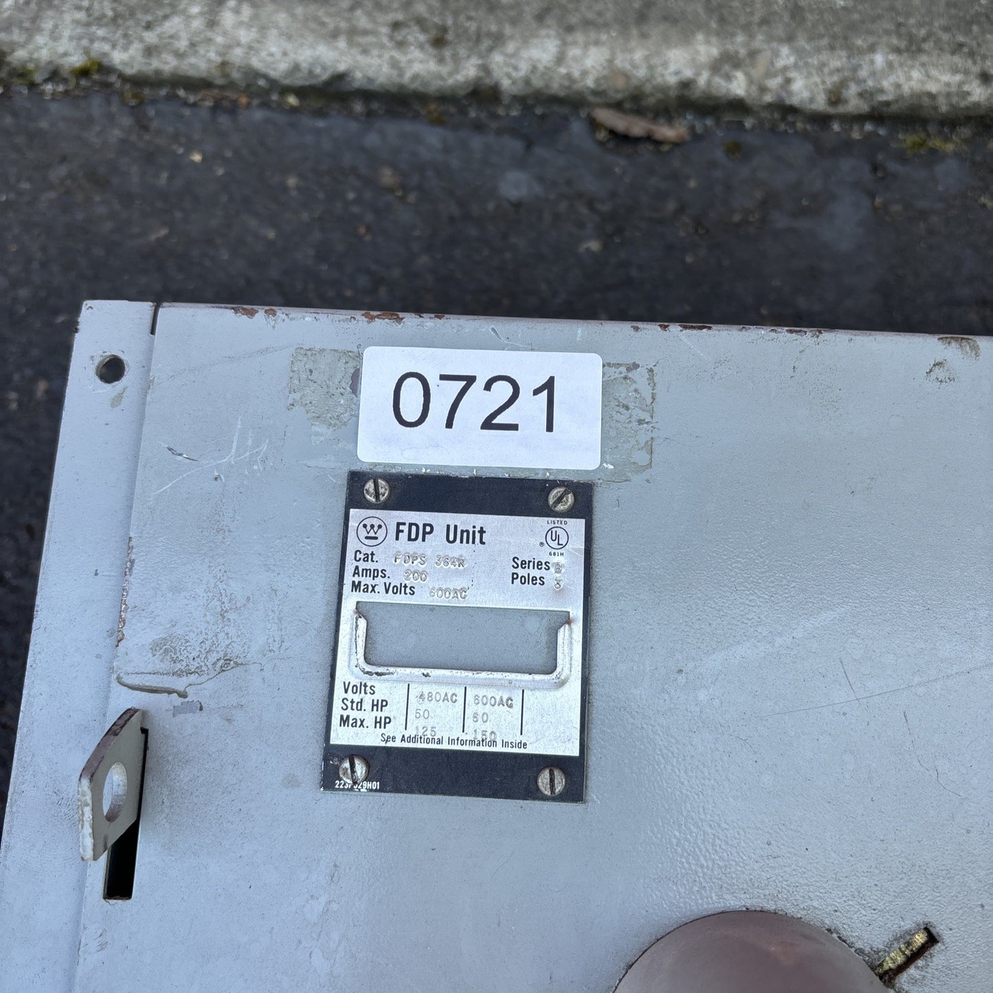 Westinghouse FDPS364R Fusible Panel Mount Switch 200 Amp 3 Pole 600 Vac1