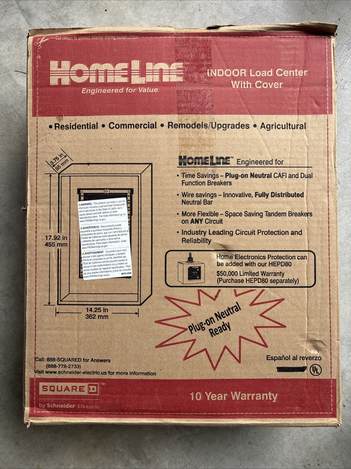 Square D HOM1224L125PGC Load Center 125A MLO 120/208V 1PH 3W  E2796 NEW3