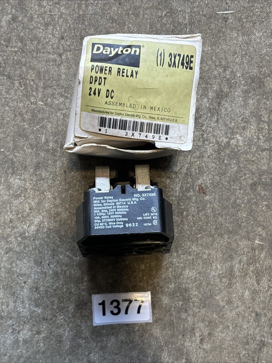 Dayton 3X749E Open Power Relay: Surface Mounted, 24V DC, 8 Pins/Terminals, DPDT0