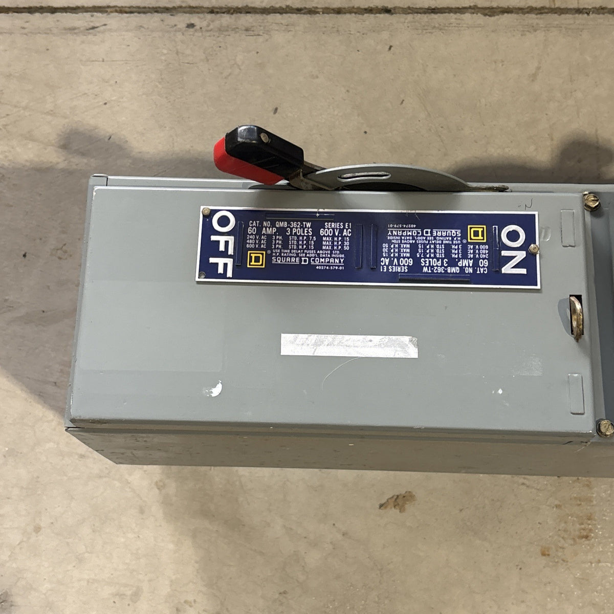 Square D QMB362TW Twin Fuse Switch 60/60A 600V 3‑Pole QMB Panelboard Disconnect1