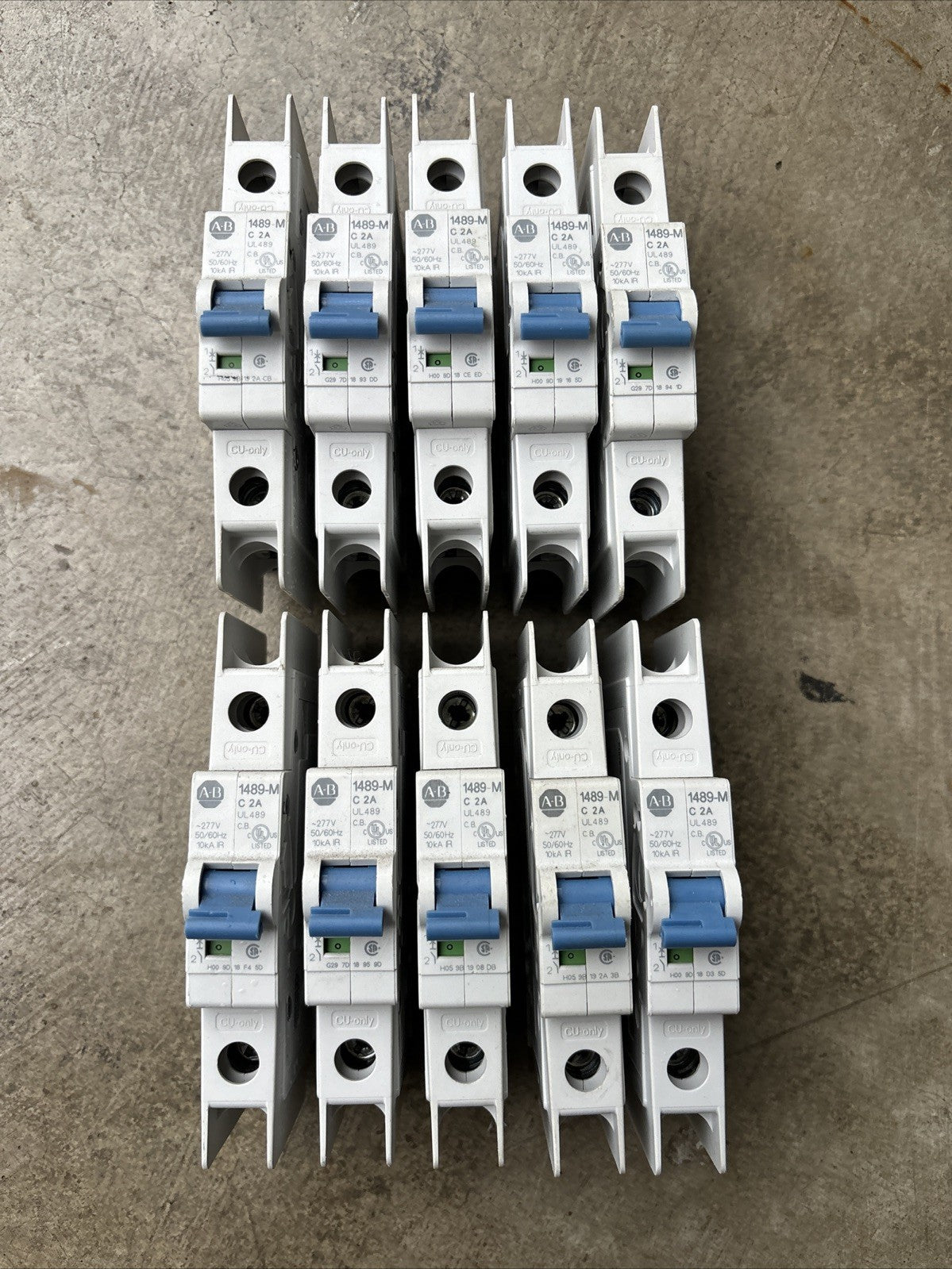 Allen Bradley 1489 M1C020 SER. D 2A Amp 277V Volt Din Rail  Breaker Lot Of 100