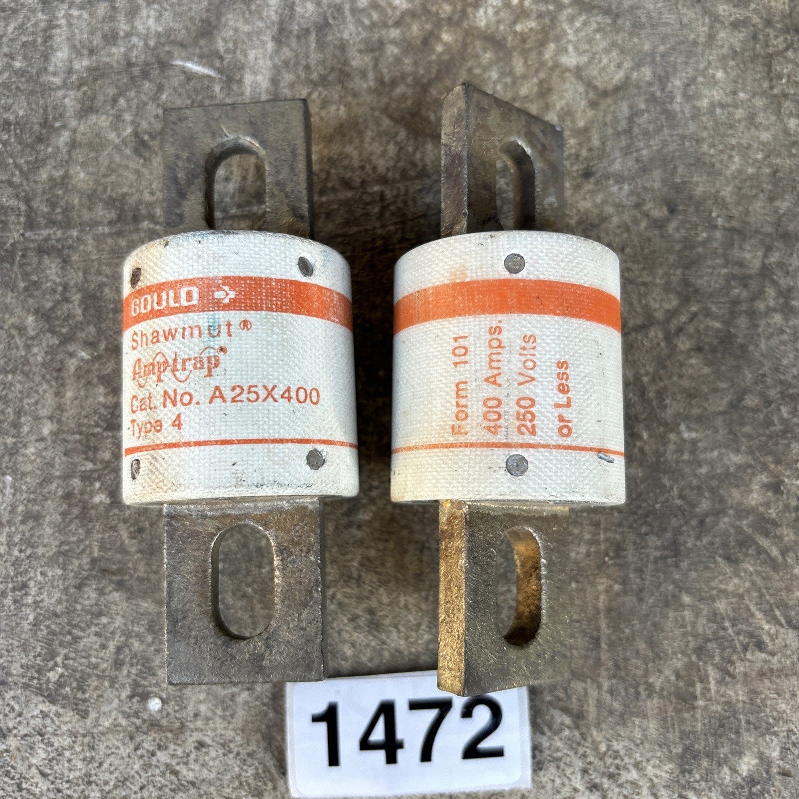 LOT OF 2 GOULD SHAWMUT A25X400 AMPTRAP FUSE, 400A 250V1