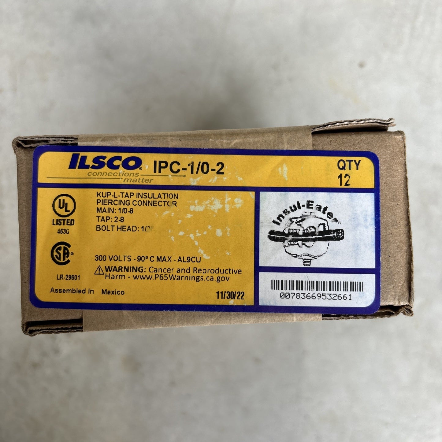 Case Of 12 ILSCO Kupler IPC 1/0 2 300v 1/0 #8 Insulation Piercing Tap Connetor1
