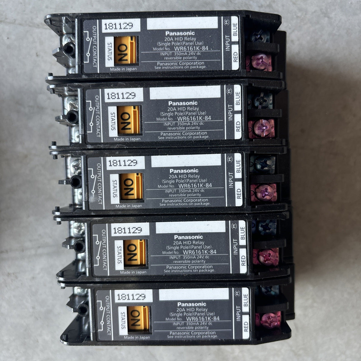 Panasonic WR6161K 84 20A HID Relay Single Pole Panel Use Lot of 51