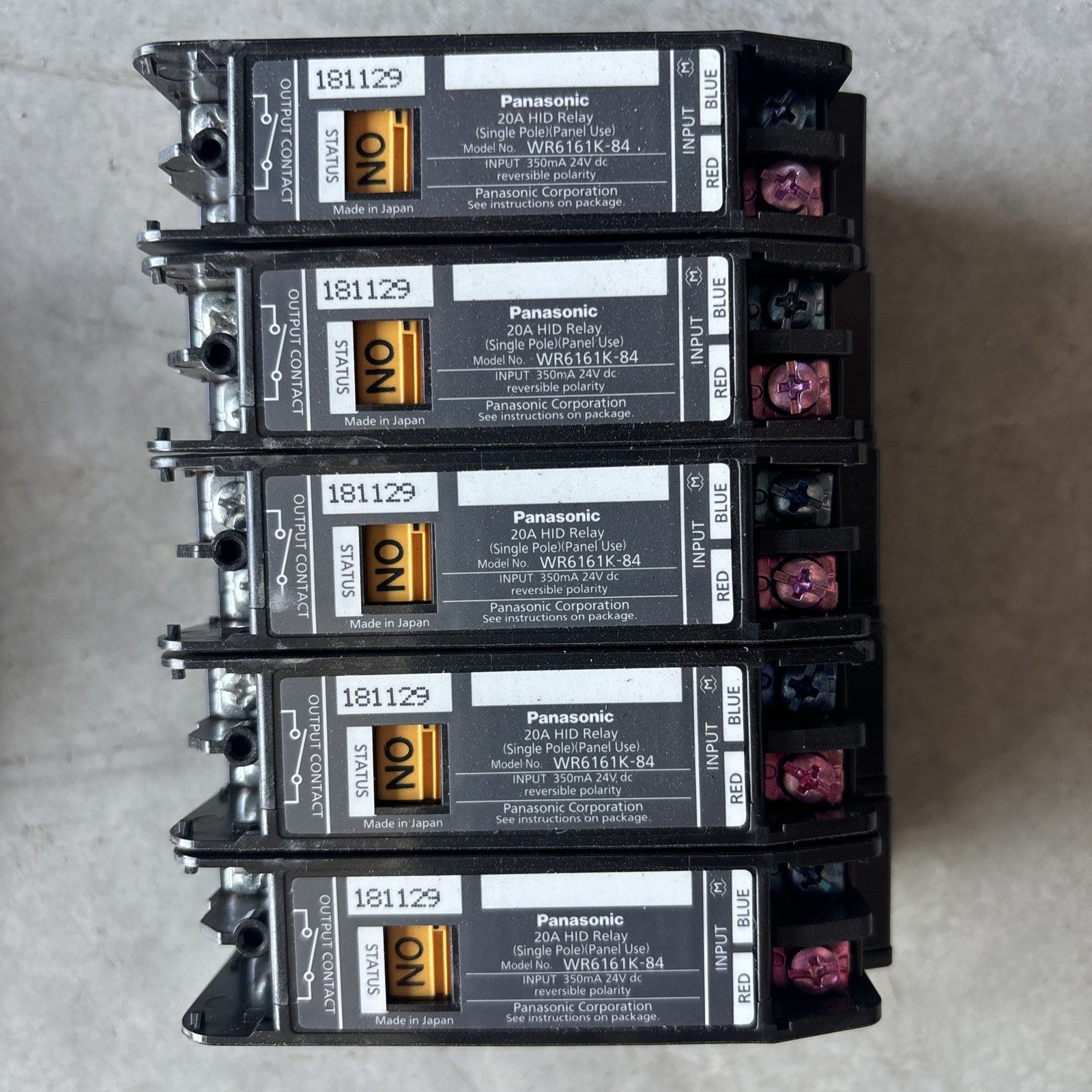 Panasonic WR6161K 84 20A HID Relay Single Pole Panel Use Lot of 51