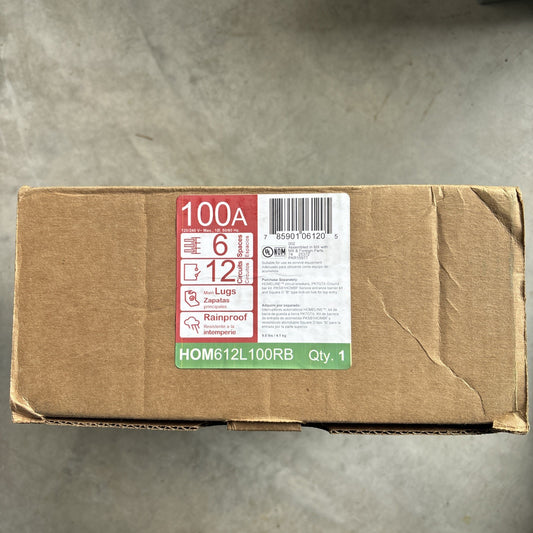 Square D HOM612L100RB Circuit Breaker Load Center  100A   120/240V   6 Space NEW0