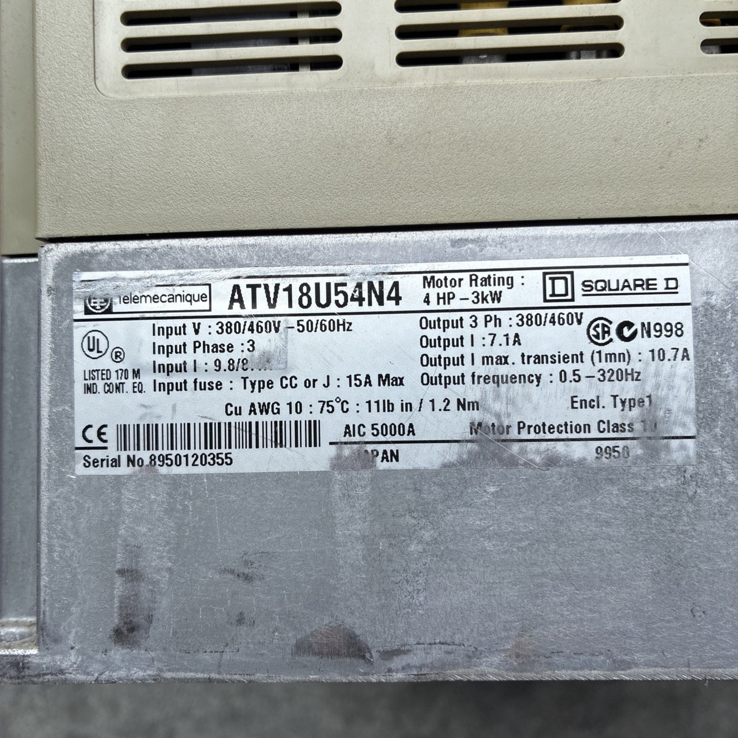 Telemecanique ATV18U54N4 frequency converter, 3 kW, 3x380 460V2