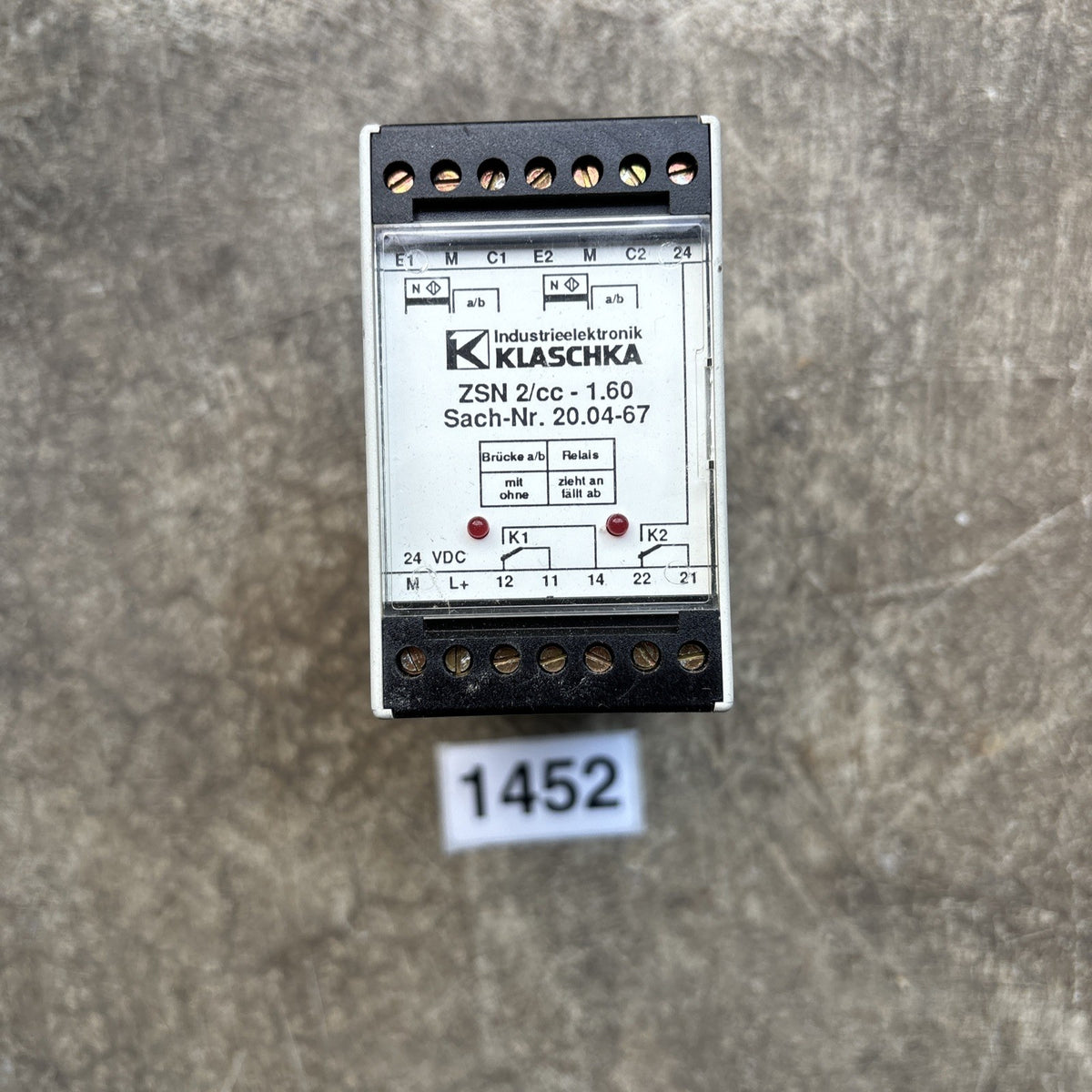 USED  KLASCHKA ZSN 2/CC 1.60 TRANSISTOR RELAY ZSN2CC1600