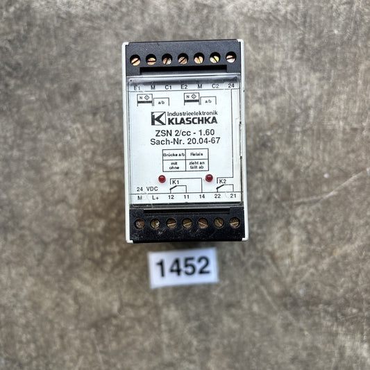 USED  KLASCHKA ZSN 2/CC 1.60 TRANSISTOR RELAY ZSN2CC1600