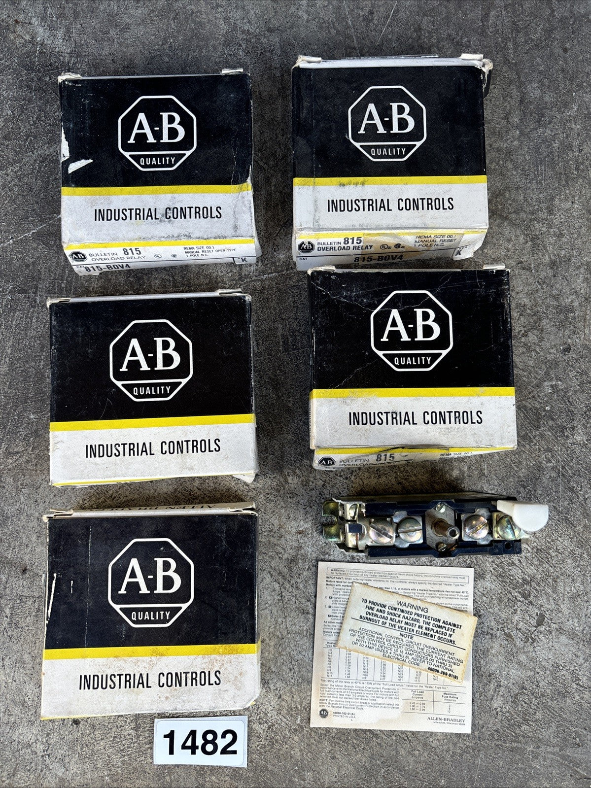 LOT OF 5 ALLEN BRADLEY 815 B0V4 OVERLOAD RELAY NEW0