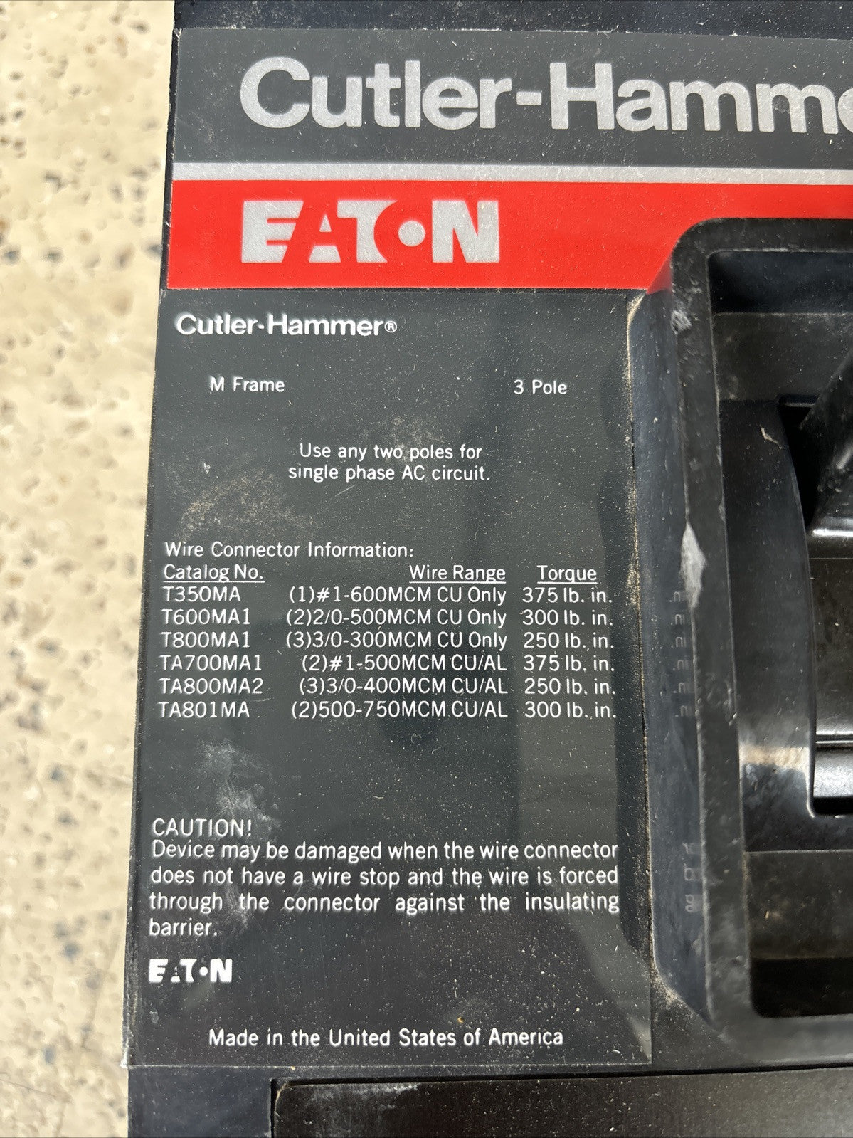 Eaton/Cutler Hammer MN360800A 800 Amp 3 Pole 600VAC Molded Case Switch2