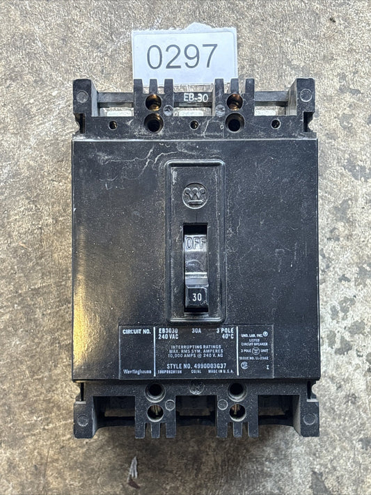 Westinghouse 3 Pole 30 AMP 240 Volt Circuit Breaker (Model # EB3030)0