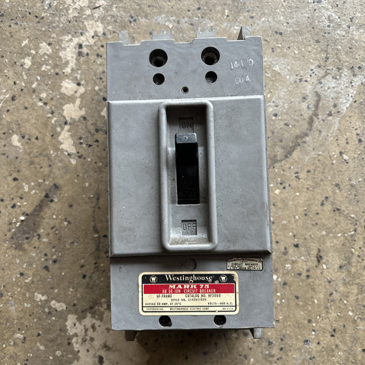 WESTINGHOUSE MARK 75 HF3050 50 AMP 600V 3 POLE BREAKER0
