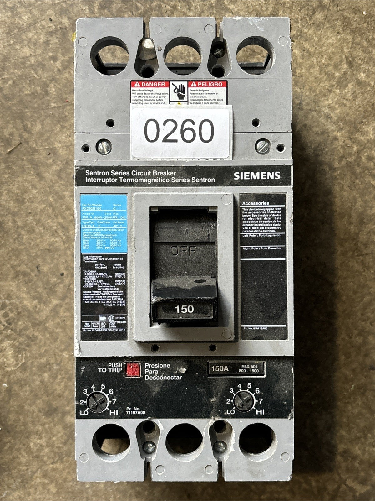 ITE SIEMENS FXD62B150 CIRCUIT BREAKER  *TESTED*0