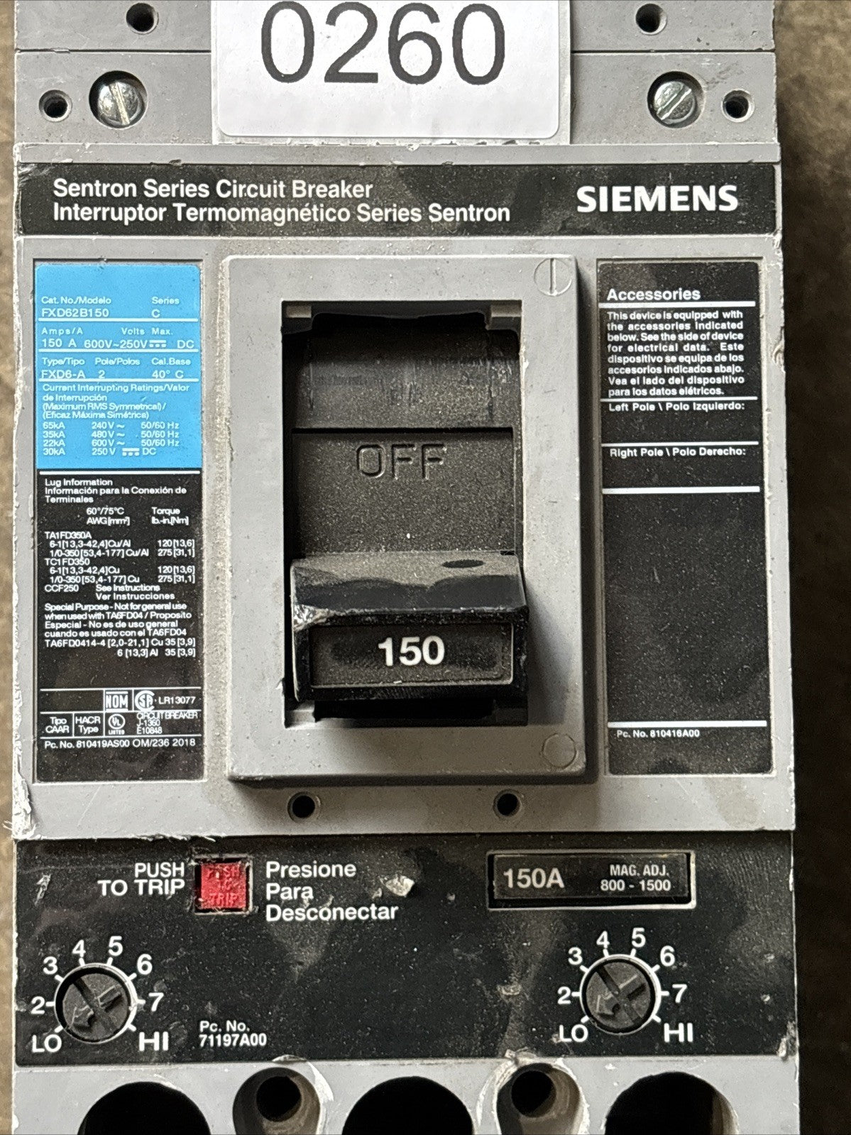 ITE SIEMENS FXD62B150 CIRCUIT BREAKER  *TESTED*1