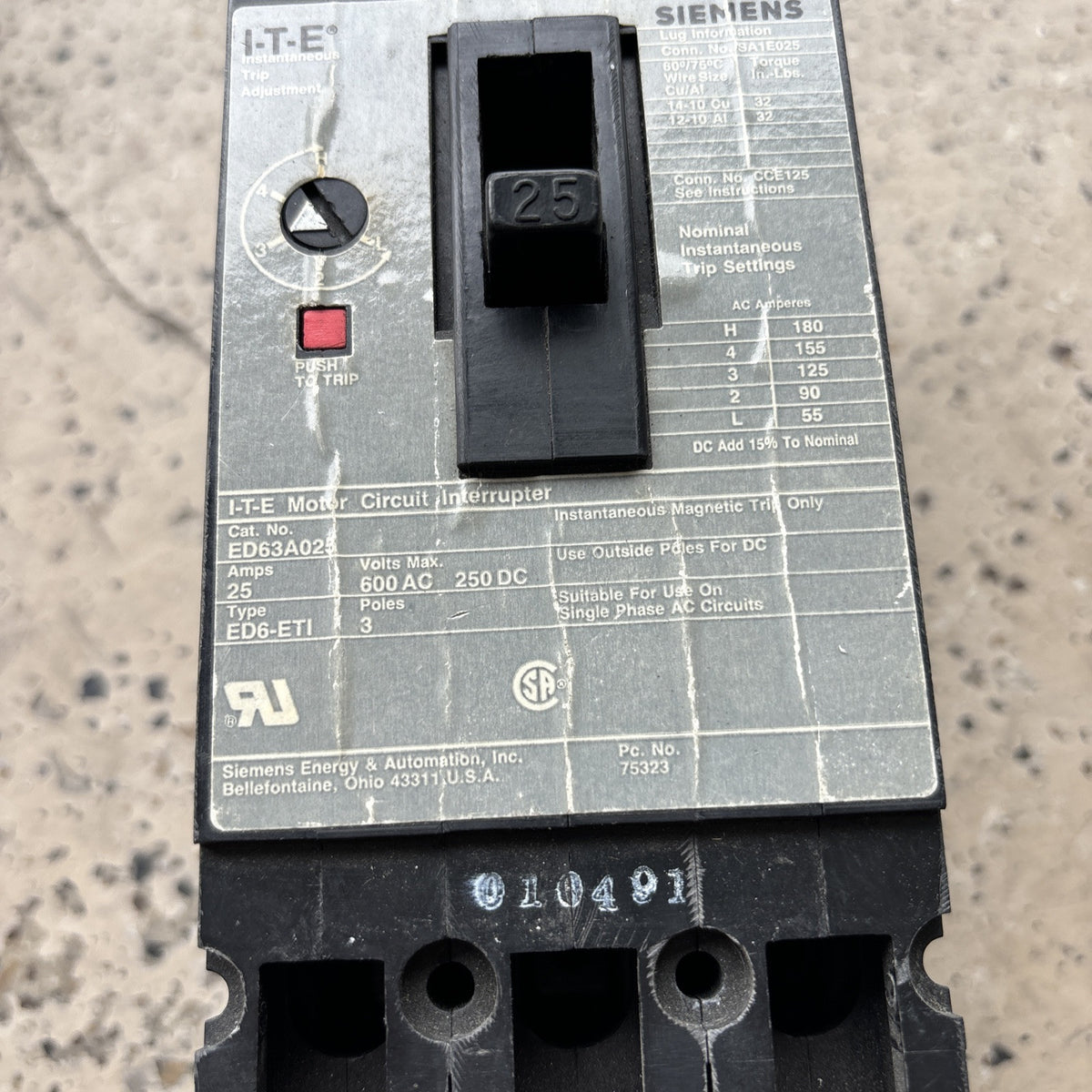 Siemens HED43B025 Circuit Breaker Type HED4 25 Amp 3 Pole1