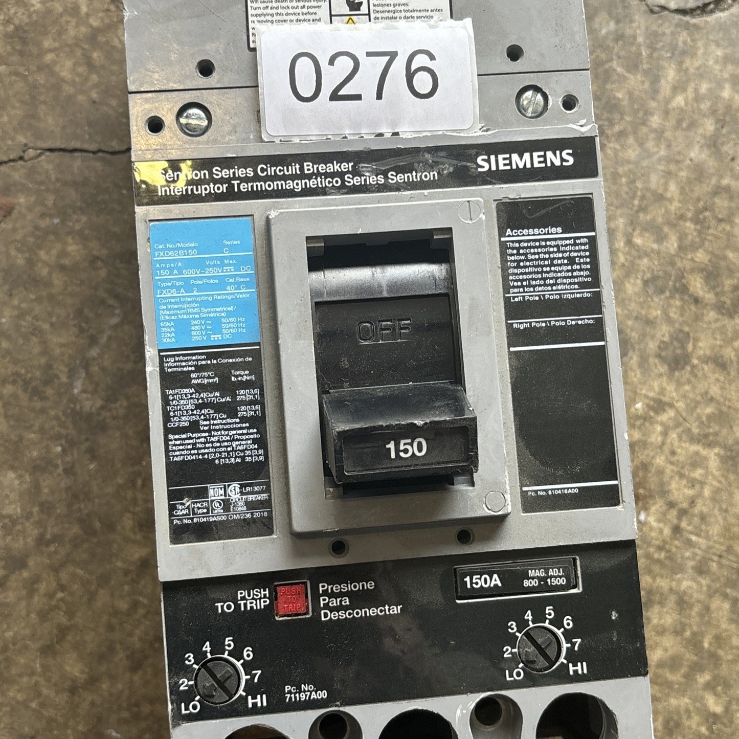 ITE SIEMENS FXD62B150 CIRCUIT BREAKER  *TESTED* 150amp1