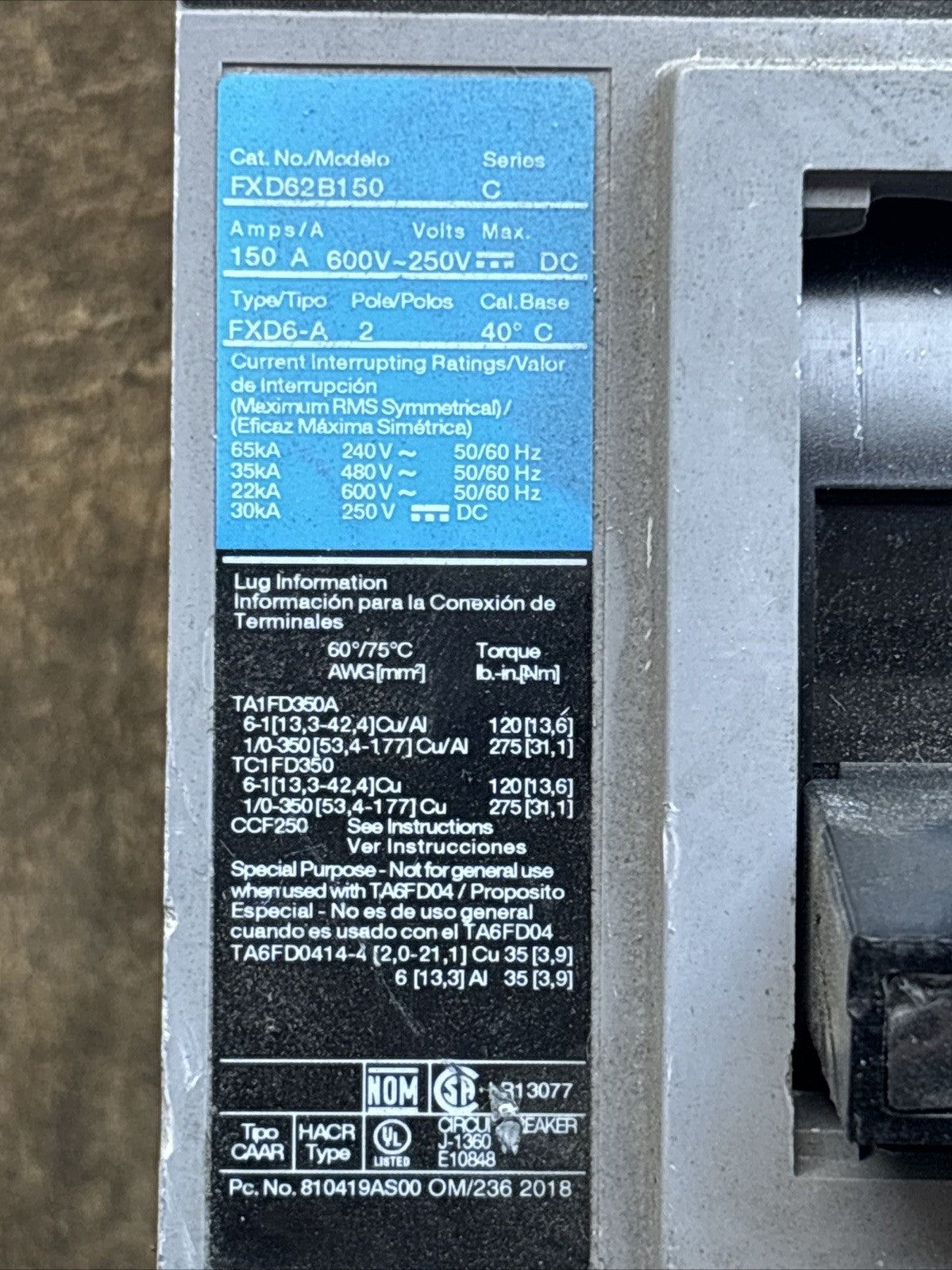 ITE SIEMENS FXD62B150 CIRCUIT BREAKER  *TESTED*2