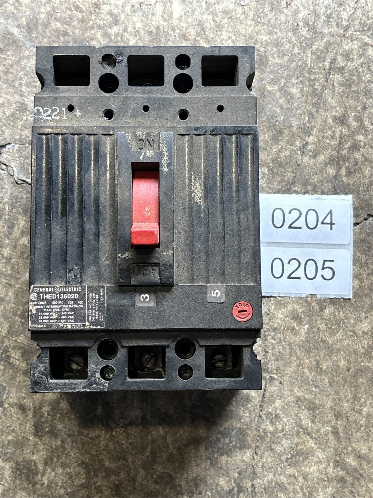 General Electric THED136020 Circuit Breaker 600VAC, 20 AMP 3 Pole0
