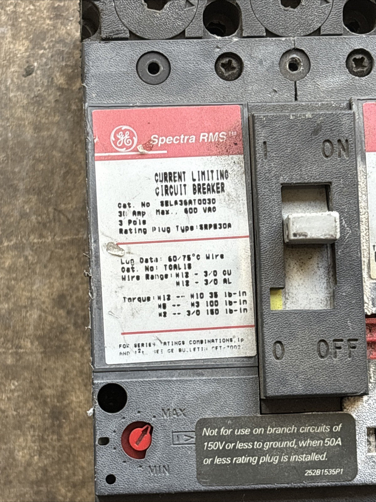SELA36AT0030 GENERAL ELECTRIC TYPE SRPE30A CURRENT LIMITING CIRCUIT BREAKER1