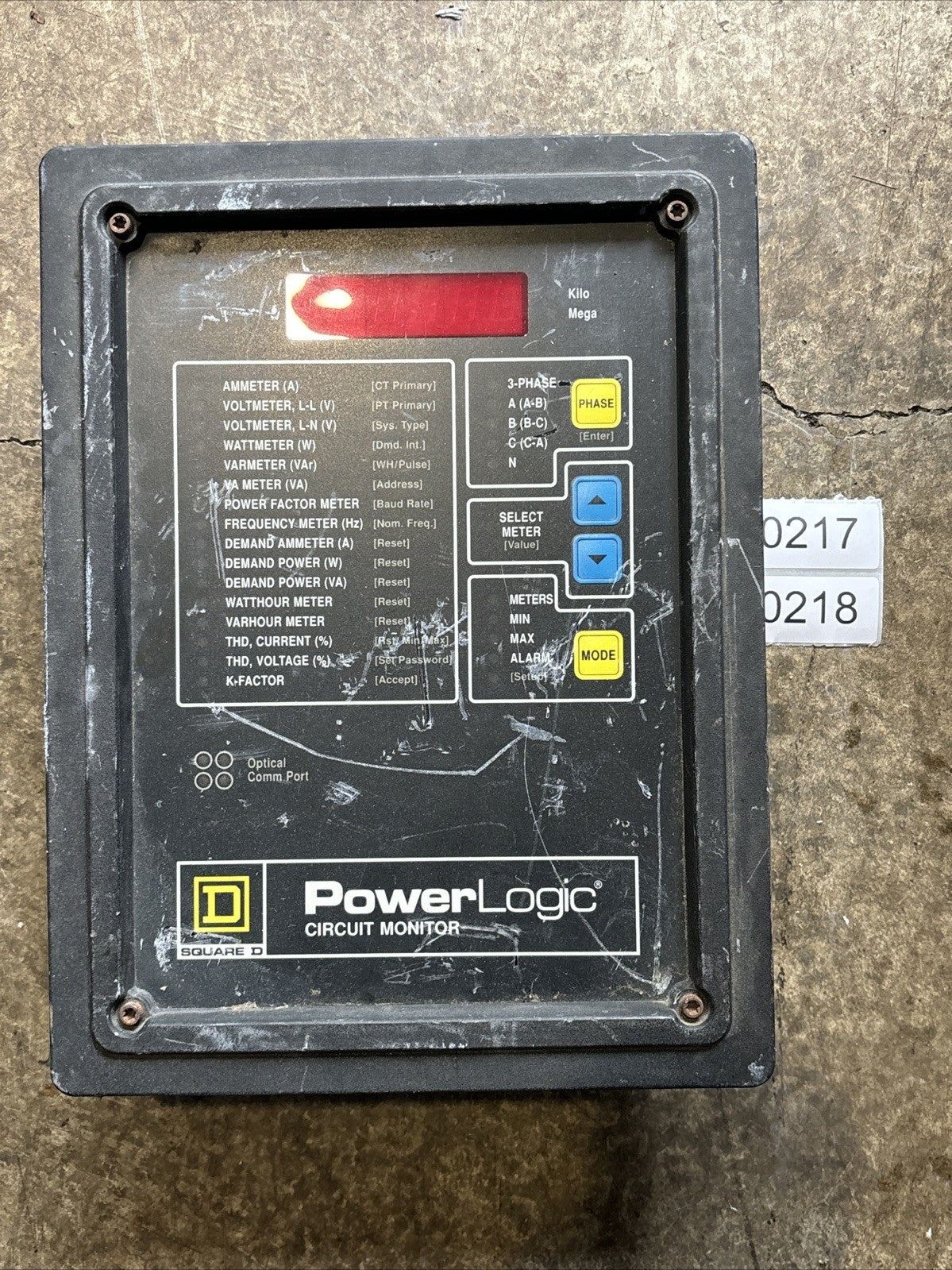 SQUARE D POWER LOGIC 3020/CM-2350 Cl: 3020 CM-2350 100VAC 20VA CIRCUIT MONITOR 0
