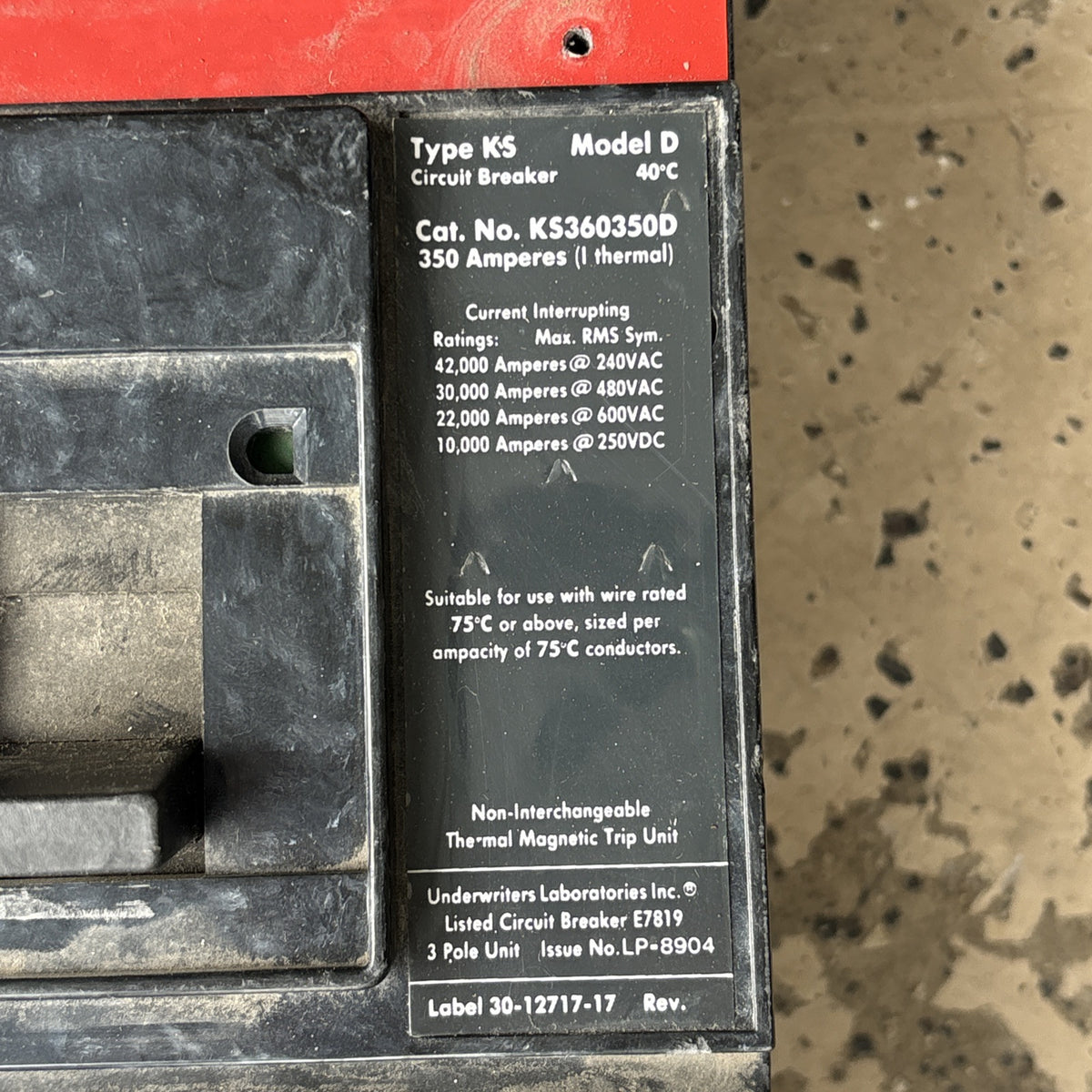 Eaton KS360350D Circuit Breaker 350A 3P 600V 3PH KS 400 Amp 3 Pole2