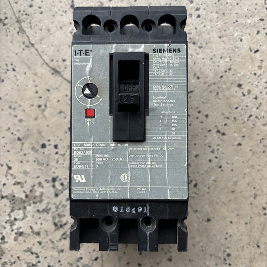 Siemens HED43B025 Circuit Breaker Type HED4 25 Amp 3 Pole0