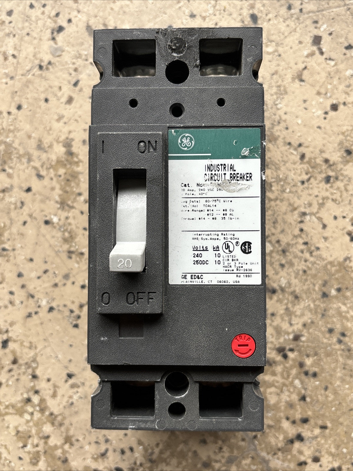 General Electric TEB122020 GE 20 amp 2 pole 240 volt Circuit Breaker Used Tested0